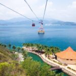 Scenic cable car ride over the ocean in Nha Trang connecting to Vinpearl Island.